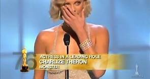 Charlize Theron winning Best Actress for "Monster" | 76th Oscars (2004)