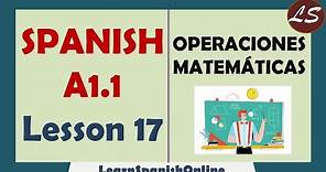 Math in Spanish | Matemática en Español | A1 - Lesson 17