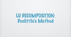 Doolittle's Method: LU Decomposition HD 1080p