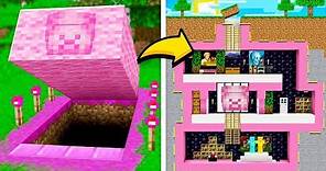 I Found a SECRET Pink Underground Minecraft House... (MCPE Pink Steve)