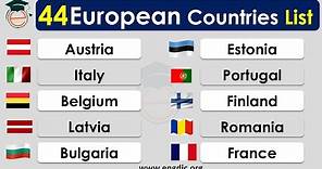European countries| List of 44 European countries, With their flags