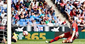 Pedrosa recorrió 87,8 metros en el primer gol del Espanyol
