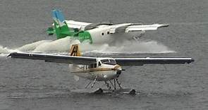 Seaplanes landing and takeoff in Vancouver Harbor CYHC airport