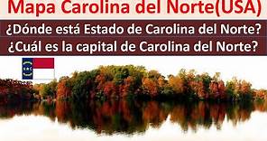 Mapa de Carolina del Norte Estados Unidos. Capital de Carolina del Norte. North Carolina map