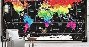CAPSCEOLL World Map Wall Tapestry, Wall Hanging Decor Wall Art Hanging Dorm World Map Large Wall Map Cool World Map Decorative Wall Art Travel Wall Decor 80X60 Inches,Black Red