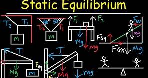 Static Equilibrium - Tension, Torque, Lever, Beam, & Ladder Problem - Physics