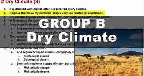 Koppen Scheme - Dry Climate (B) | UPSC IAS Geography