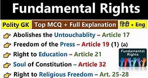 Fundamental Rights | All Important Article Of Fundamental Rights | Articles | Polity GK MCQs | SSC