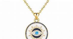 Smilebelle Evil Eye Necklace Gold Protection Necklace, Handmade Evil Eye Jewelry for Women, Eye Necklace Ojo Turco Pendant Luck Amulet, Third Eye Necklace Birthday Gift for Her,Nazar Necklace
