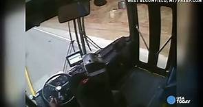 Bus crash caught on video after driver falls asleep