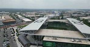 Q2 Stadium - full circular aerial view.