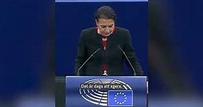 MEP Abir Al-Sahlani cuts hair during an EU parliament speech in solidarity with Iranian women