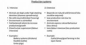 Animal Production Lesson 1 Production systems