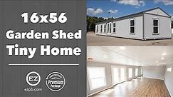 Walkthrough 16x56 Garden Shed with Premium Package #14073 Shed to Home Conversion Portable Building