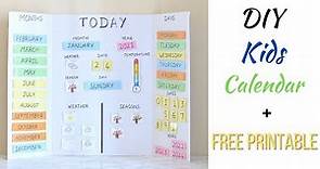 DIY kids calendar | Preschool children's calendar free printable to make at home