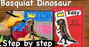 Basquiat Dinosaur for Beginners - Step by Step for KIDS with Background #basquiat #mrschuettesart