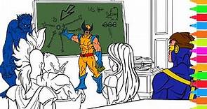 Coloring Professor X, Magneto, Cyclops, Wolverine | Marvel X-Men Coloring Book Pages