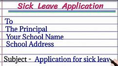 application for sick leave | sick leave application to the Principal