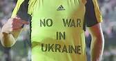 Chicago Fire and USA goalkeeper Gabriel Slonina displays "No War In Ukraine" message