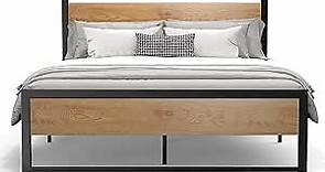 BONSOIR Queen Size Bed Frame Steady Steel Platform with Wood Headboard/Footboard (Queen Size)