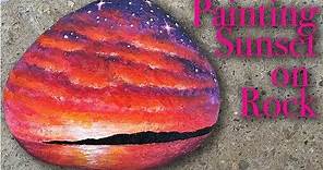 Painting Sunset On Rock | Acrylic | Rockpainting