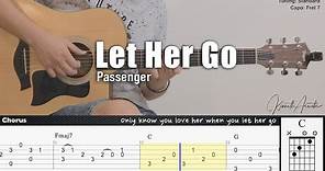 Let Her Go - Passenger | Fingerstyle Guitar | TAB + Chords + Lyrics