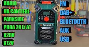 PARKSIDE PBRA 20Li-A1 Radio da cantiere, radio da lavoro, radio da garage