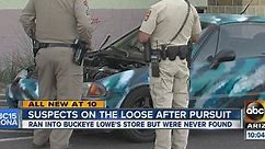 2 suspects on the loose after pursuit ends in Lowe's parking lot