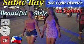 Beautiful Girls in Subic Bay at Sunset. Bars for Tourists in Baretto Beach. Philippines