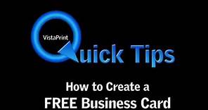 Vistaprint Quick Tip - How to Create a FREE Business Card