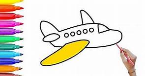 How to draw airplane | Easy drawing, Painting and Coloring for Kids & Toddler