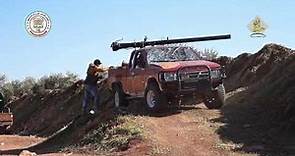 M40 106mm Recoilless rifle on the pickup is shooting