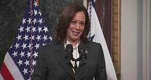 Kamala Harris describes a past space launch