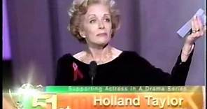 Holland Taylor wins 1999 Emmy Award for Supporting Actress in a Drama Series