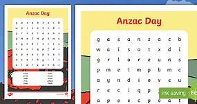 Anzac Day Word Search