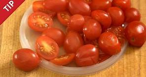 The Fastest Way to Slice Cherry Tomatoes - CHOW Tip