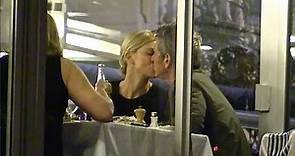 EXCLUSIVE - Charlize Theron and Sean Penn enjoy a romantic dinner at Tetou Restaurant kissing