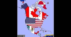 North America: Timeline of National Flags: 1600 - 2018