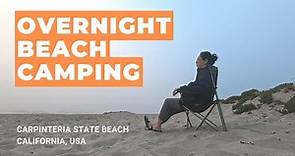 Overnight Beach Camping at Carpinteria State Beach, California USA