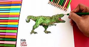 Cómo dibujar y colorear un Tiranosaurio Rex | How to Draw a T-Rex Dinosaur