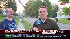 Des Moines crash causes power outage, road closure