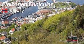 The Fløibanen is a funicular railway in the Norwegian city of Bergen - (4K)