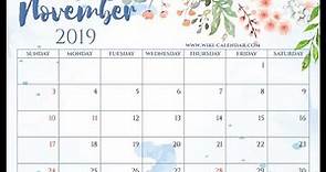 Free Printable November 2019 Calendar - Wiki-Calendar.Com