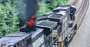 Train Fire! The Rest Of The Story! Locomotive On Fire & Fire Started By Train, Brush Fire! Flames!