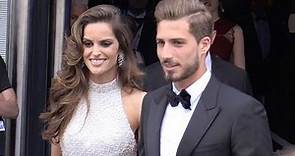 Izabel Goulart and husband Kevin Trapp coming out of the Palais des festival in Cannes
