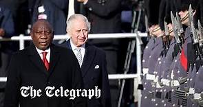 King Charles welcomes South African president for first state visit as monarch
