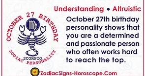 27 de octubre Zodiaco (Escorpio) Horóscopo Cumpleaños Personalidad y cosas afortunadas