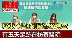 屏東今增1例感染源待查 有五天足跡在枋寮醫院【最新快訊】