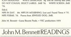 John M. Bennett - Readings