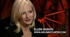 Actress Ellen Barkin talks with Jimmy Carter about Wild Bill
